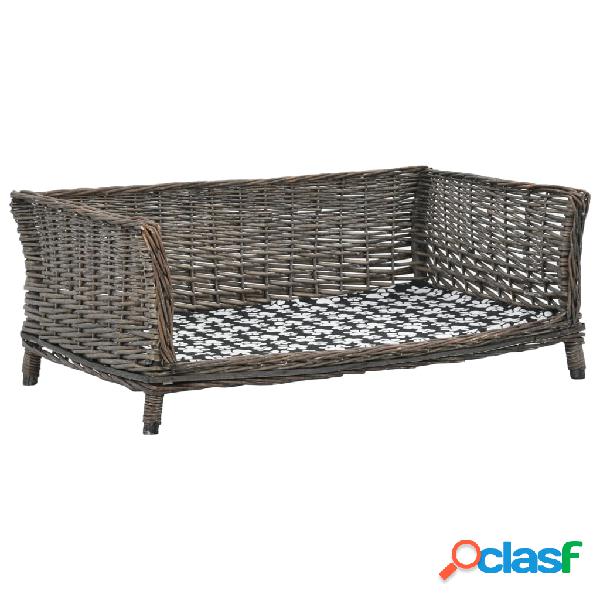vidaXL Cesta per Cani con Cuscino Grigio 90x54x35 cm Salice