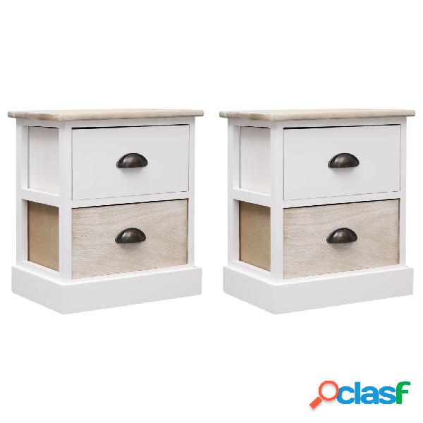 vidaXL Comodini 2pz Bianco e Naturale 38x28x45cm in Legno di