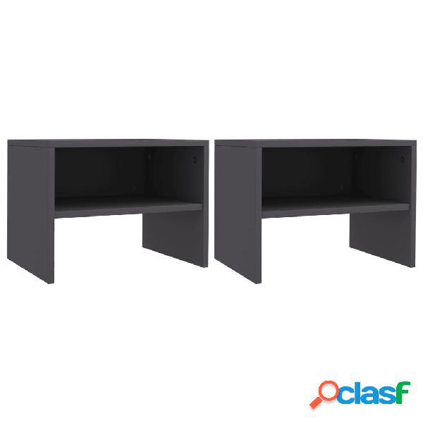 vidaXL Comodini Grigi 2 pz 40x30x30 cm in Truciolato