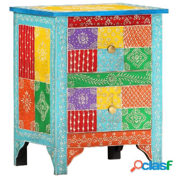 vidaXL Comodino Dipinto a Mano 40x30x50 cm in Legno Massello