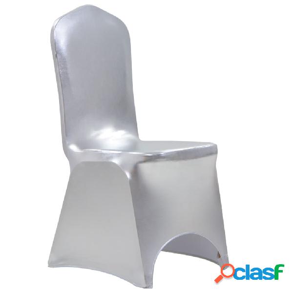 vidaXL Coprisedia Elasticizzato 6 pz Argento