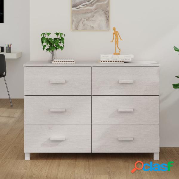 vidaXL Credenza Bianca 113x40x80 cm in Legno Massello di