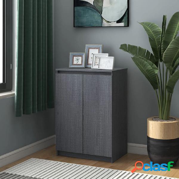 vidaXL Credenza Grigia 60x36x84 cm in Legno Massello di Pino