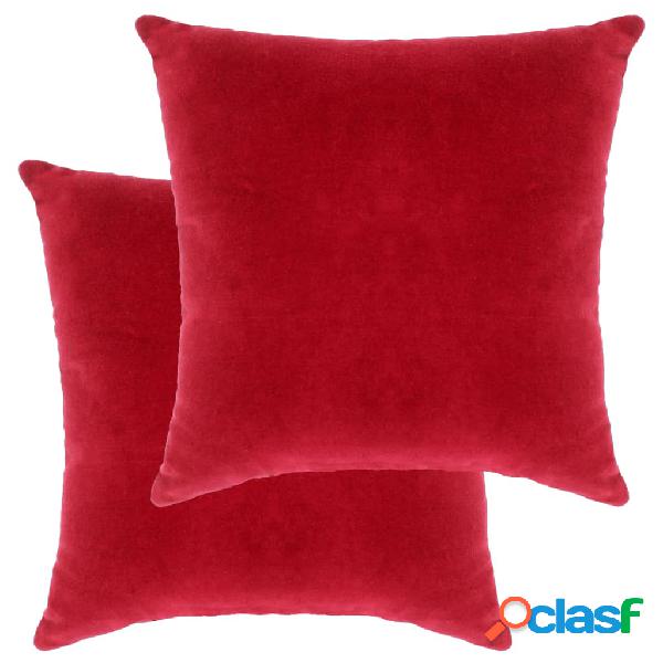 vidaXL Cuscini in Velluto di Cotone 2 pz 45x45 cm Rossi