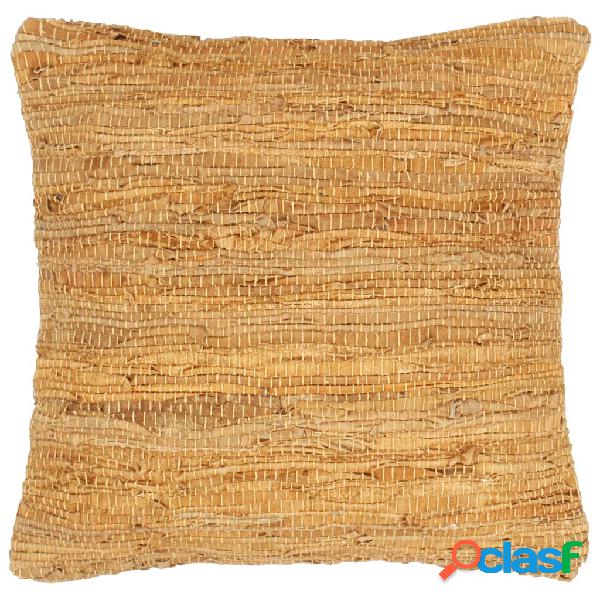 vidaXL Cuscino Chindi Tanno 60x60 cm in Pelle e Cotone