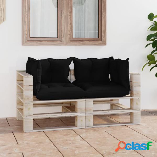 vidaXL Divano da Giardino Pallet 2 Posti con Cuscini in