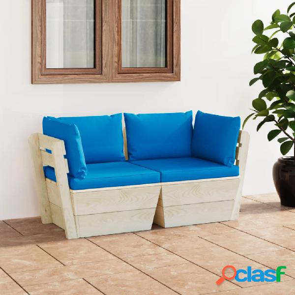 vidaXL Divano da Giardino a 2 Posti su Pallet con Cuscini
