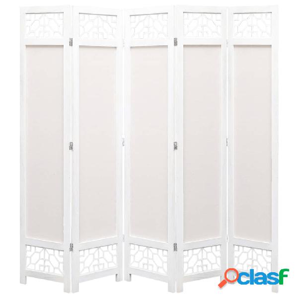 vidaXL Divisorio a 5 Pannelli Crema 175x165 cm in Tessuto