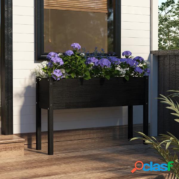 vidaXL Fioriera da Giardino Nera 110x31x70 cm Legno Massello