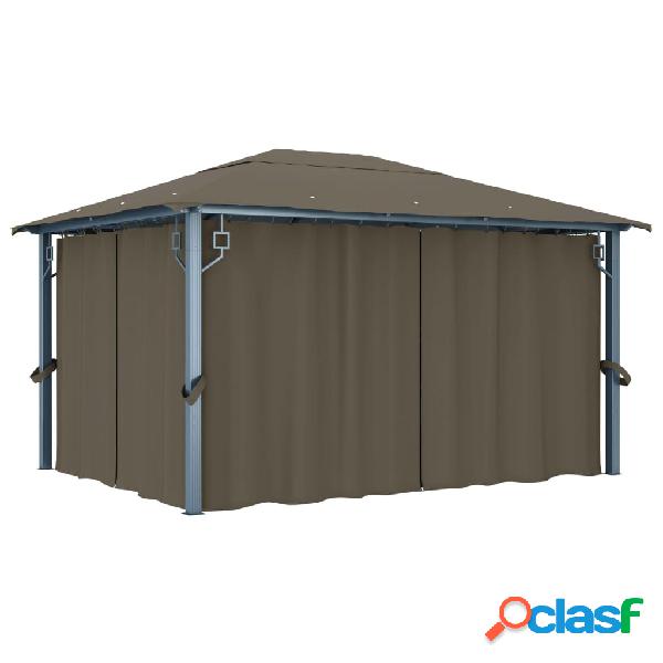 vidaXL Gazebo con Tenda 400x300 cm Grigio Talpa in Alluminio