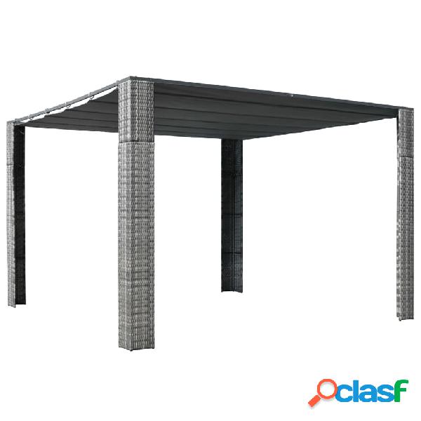 vidaXL Gazebo con Tetto in Polyrattan 300x300x200cm Grigio e