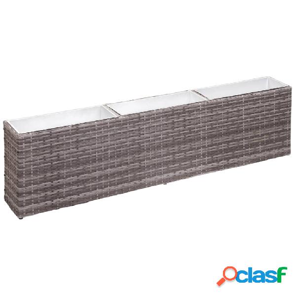 vidaXL Letto Rialzato con 3 Vasi 150x20x40 cm Polyrattan