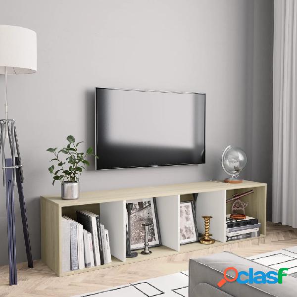 vidaXL Libreria/Mobile TV Bianco e Rovere Sonoma 143x30x36