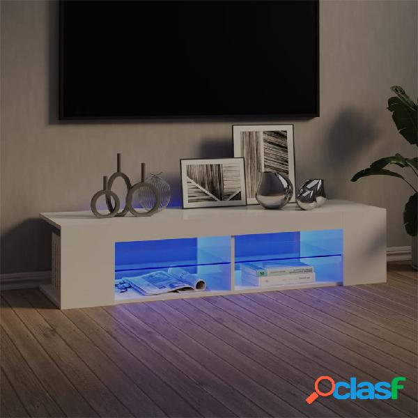 vidaXL Mobile Porta TV con Luci LED Bianco Lucido 135x39x30