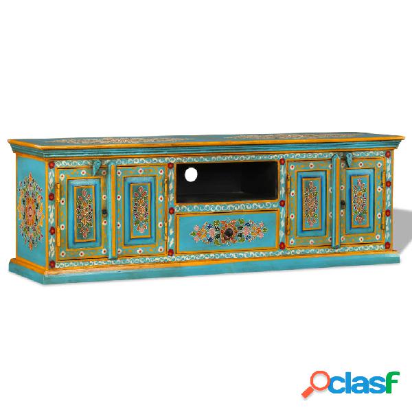 vidaXL Mobile Porta TV in Legno Massello di Mango Blu