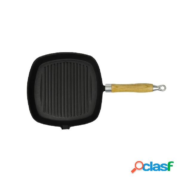vidaXL Padella Tegame Griglia in Ghisa con Manico in Legno