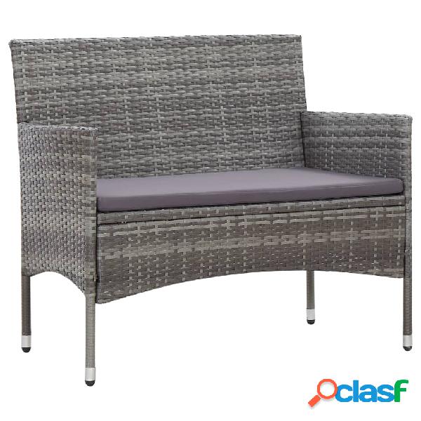 vidaXL Panchina da Giardino 105 cm in Polyrattan Grigio