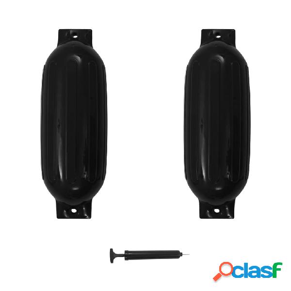 vidaXL Paraurti per Gommone 2 pz Neri 69x21,5 cm in PVC