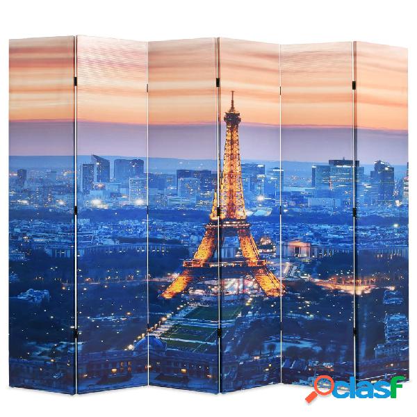 vidaXL Paravento Pieghevole 228x170 cm Stampa Parigi di