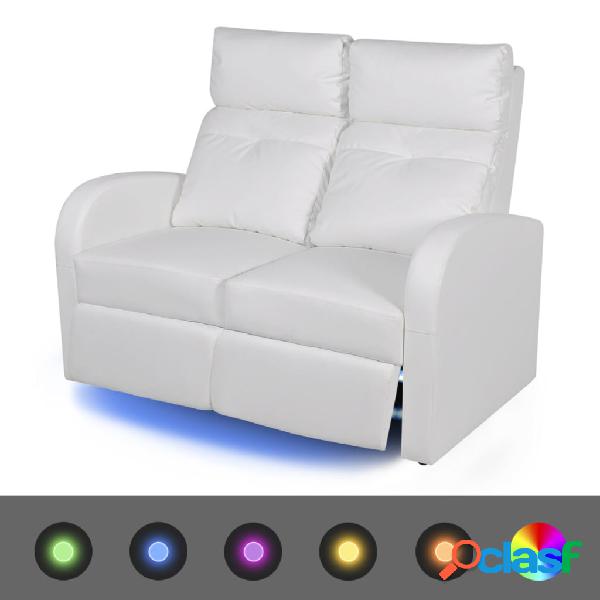 vidaXL Poltrona Reclinabile a 2 Posti con LED Pelle