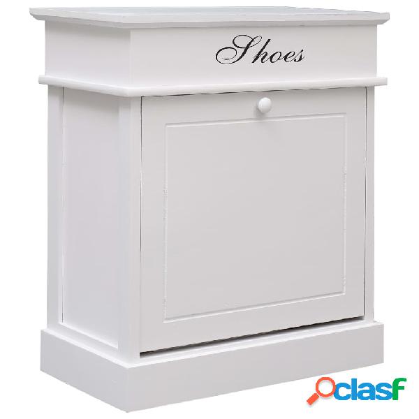 vidaXL Scarpiera Bianca 50x28x58 cm in Legno di Paulownia