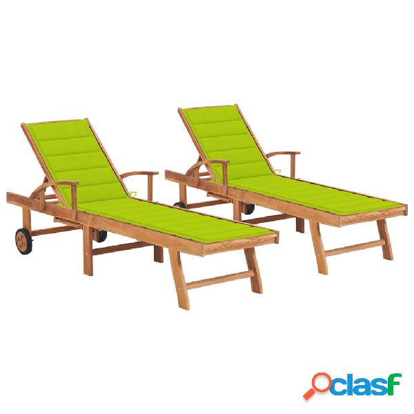 vidaXL Sdraio 2 pz con Tavolo e Cuscino Verde Brillante