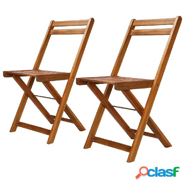 vidaXL Sedie da Bistrò per Esterni 2 pz in Legno Massello