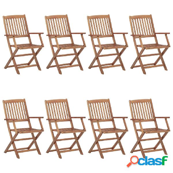 vidaXL Sedie da Esterni Pieghevoli 8 pz in Legno Massello