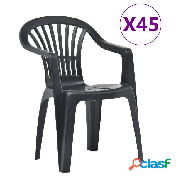 vidaXL Sedie da Giardino Impilabili 45 pz in Plastica