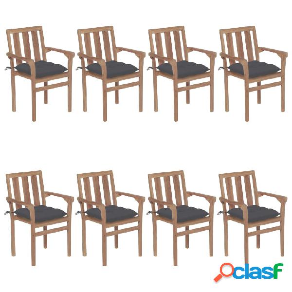 vidaXL Sedie da Giardino Impilabili con Cuscini 8 pz