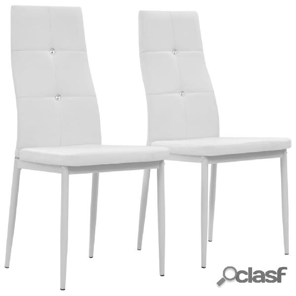vidaXL Sedie da Pranzo 2 pz Bianche in Similpelle