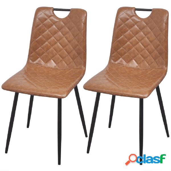 vidaXL Sedie da Pranzo 2 pz Marrone Chiaro in Similpelle