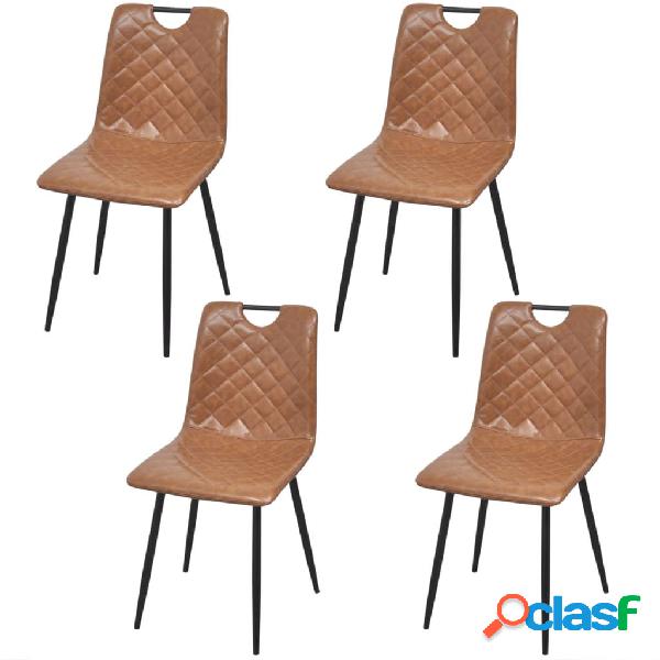 vidaXL Sedie da Pranzo 4 pz Marrone Chiaro in Similpelle