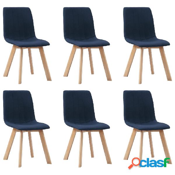 vidaXL Sedie da Pranzo 6 pz Blu in Tessuto