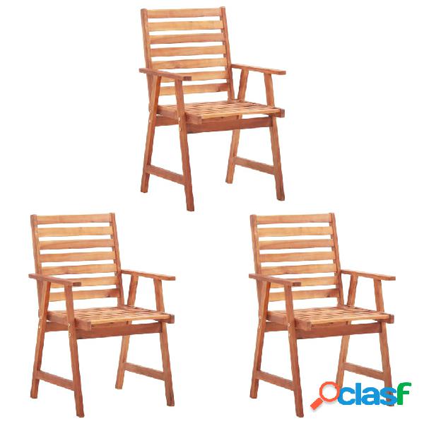 vidaXL Sedie da Pranzo per Esterno 3 pz in Legno Massello di