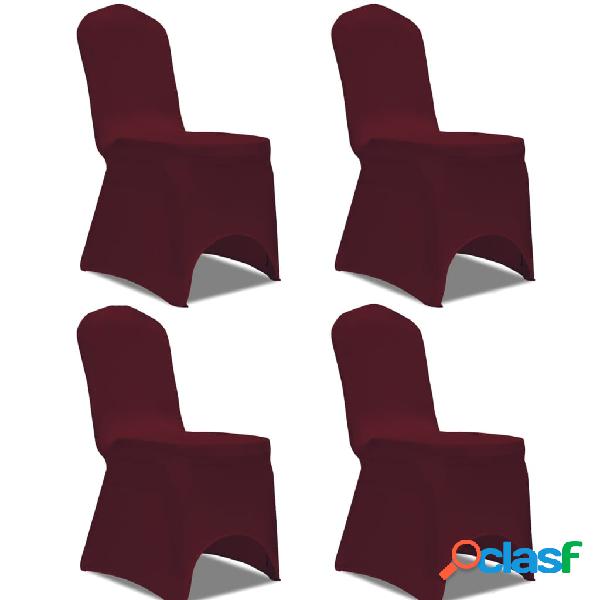 vidaXL Set Coprisedie Elastiche 4 pz Rosso Bordò