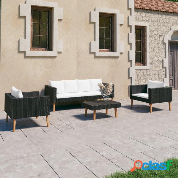 vidaXL Set Divani da Giardino 4 pz con Cuscini in Polyrattan