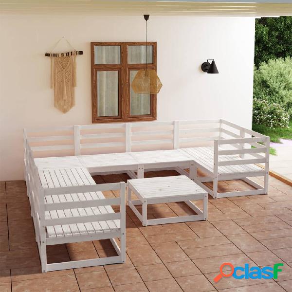 vidaXL Set Divani da Giardino 9 pz in Legno Massello di Pino