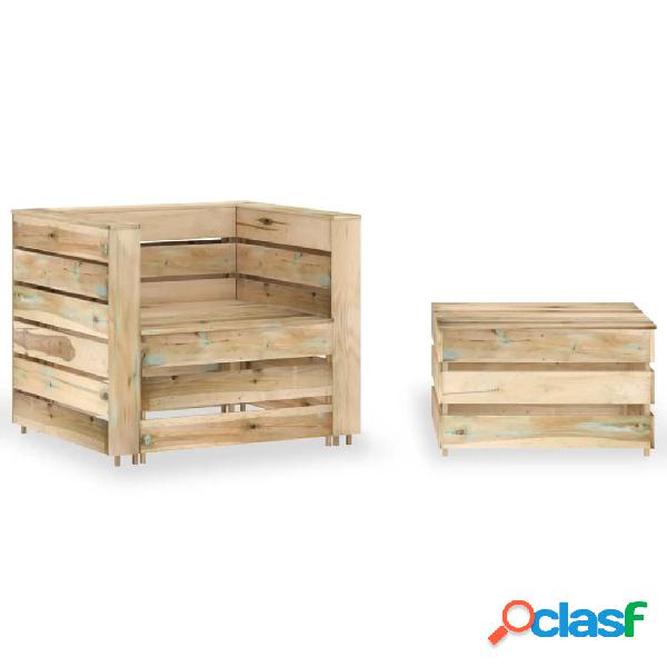 vidaXL Set Divani da Giardino su Pallet 2 pz Legno di Pino