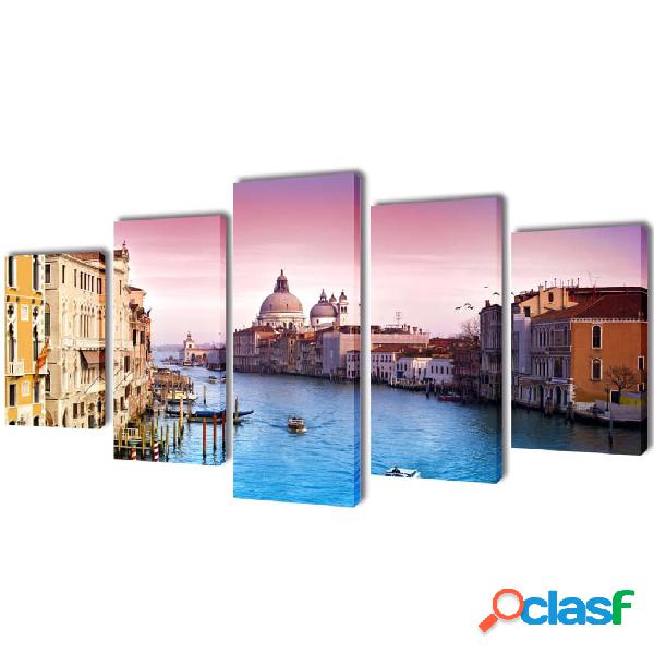 vidaXL Set Stampa su Tela da Muro Venezia 100 x 50 cm