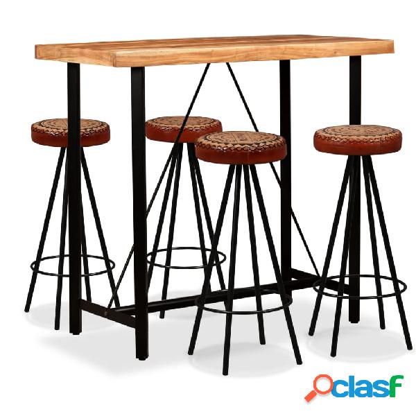 vidaXL Set da Bar 5 pz in Legno Massello Acacia in Vera
