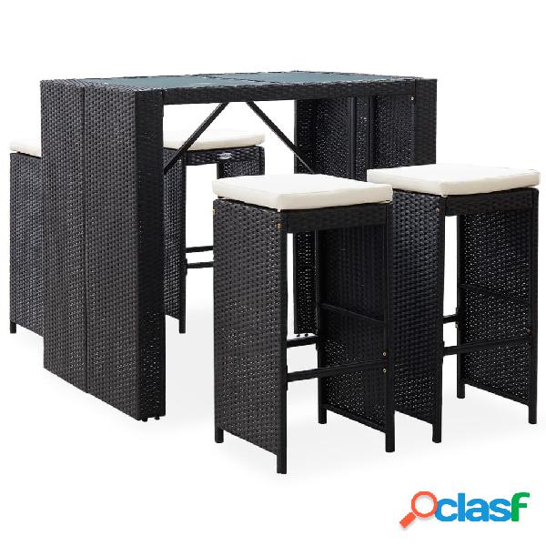 vidaXL Set da Bar da Giardino 5 pz in Polyrattan e Vetro