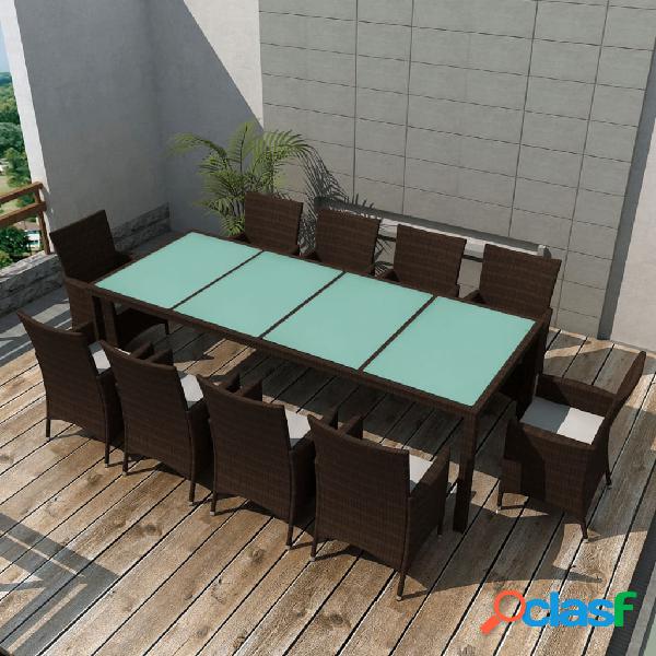 vidaXL Set da Pranzo da Giardino 11 pz e Cuscini in