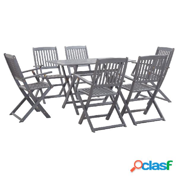 vidaXL Set da Pranzo per Giardino 7 pz Legno Massello di