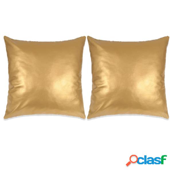 vidaXL Set di Cuscini 2 pz in PU 60x60 cm Oro