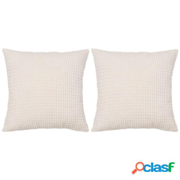 vidaXL Set di Cuscini 2 pz in Velour 60x60 cm Bianco Avorio