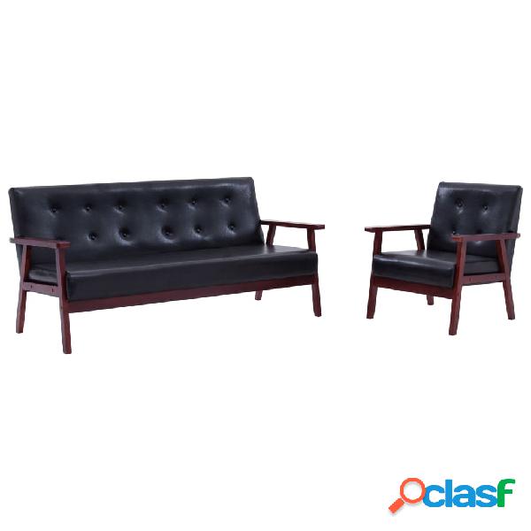 vidaXL Set di Divani 2 pz Nero in Similpelle