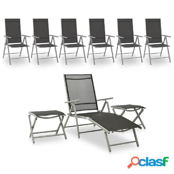 vidaXL Set per Divani da Giardino 9 pz Nero e Argento