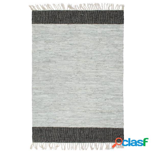 vidaXL Tappeto Chindi Artigianale Pelle 160x230cm Grigio