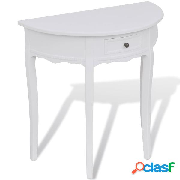 vidaXL Tavolo Consolle con Cassetto Semicircolare Bianco